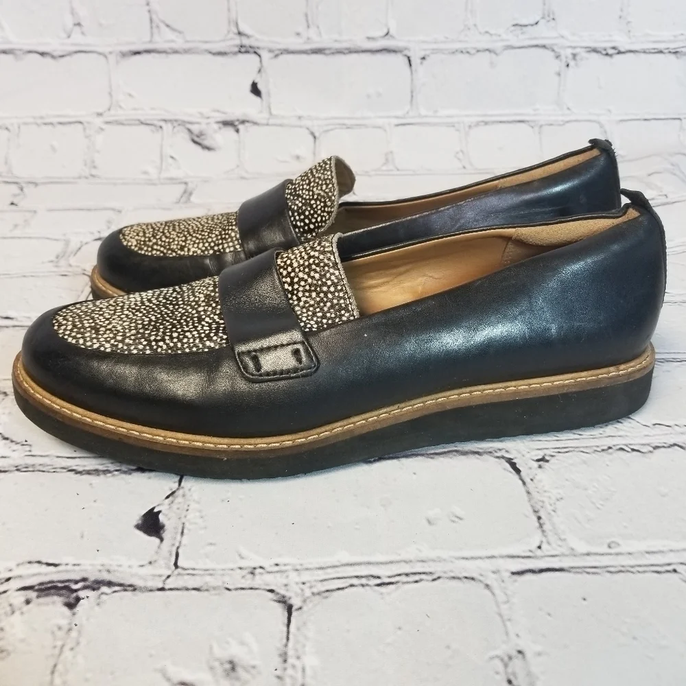 Clarks Glick Avalee black spotted loafers